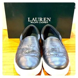 Black Leather Slip-On Sneakers